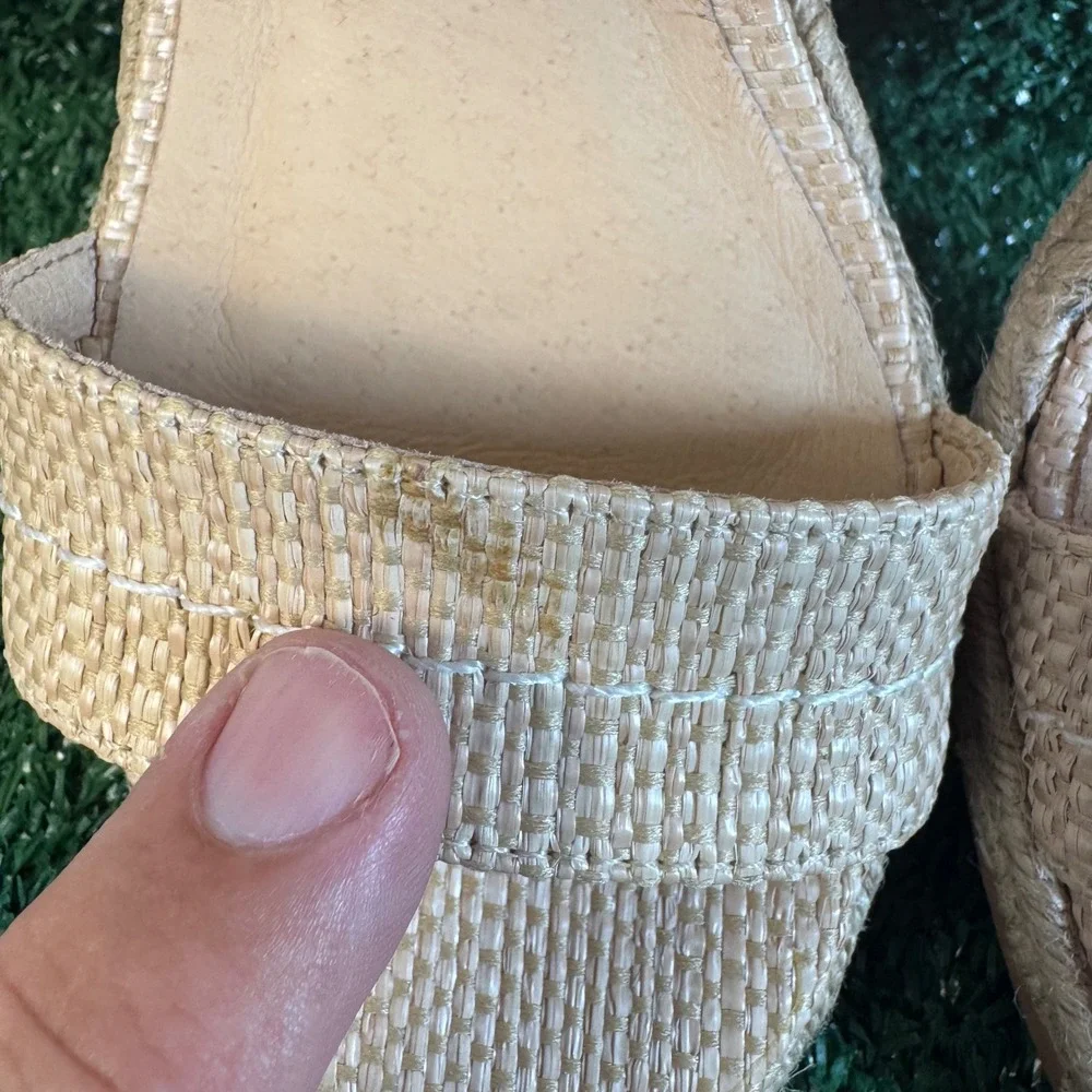 Jack Rogers Womens Sunset Wedge Sandals Natural Woven Raffia Beige Size 6.5M